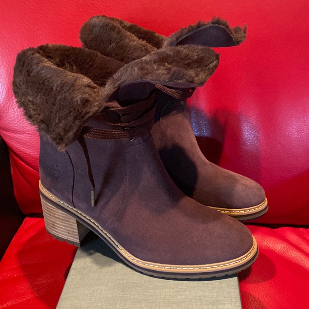 Timberland Purple Suede FauxFur Lined Midcalf Boots NeverUsed - Picture 10 of 12